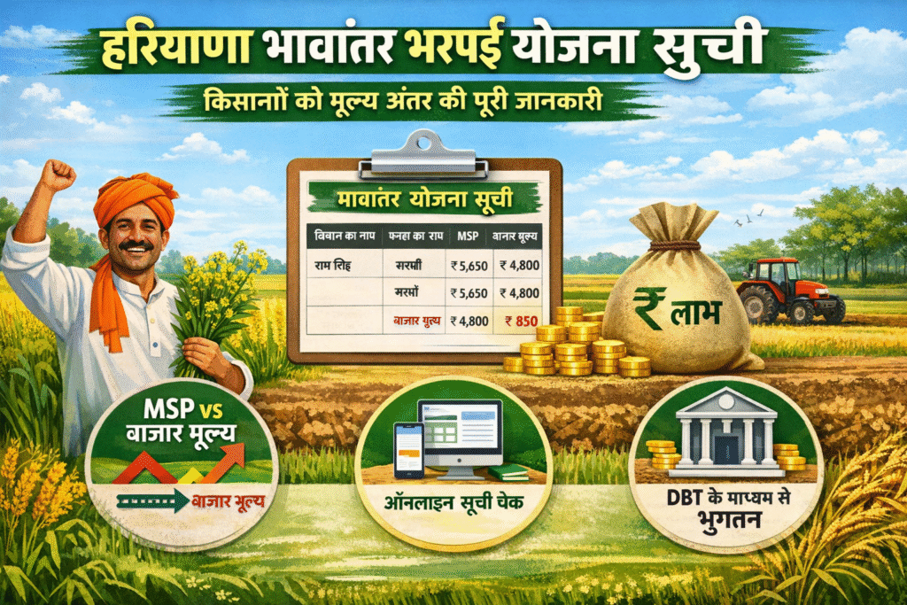 Haryana Bhavantar Bharpai Yojana List किसानों को मूल्य अंतर की पूरी जानकारी