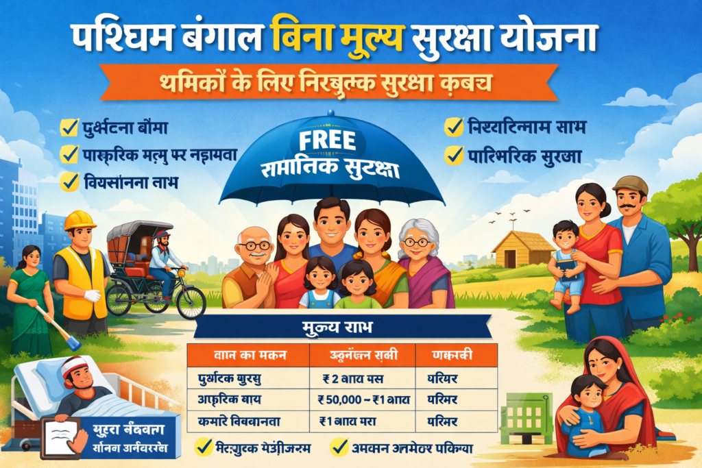 West Bengal Bina Mulya Samajik Suraksha Yojana श्रमिकों के लिए निःशुल्क सुरक्षा कवच
